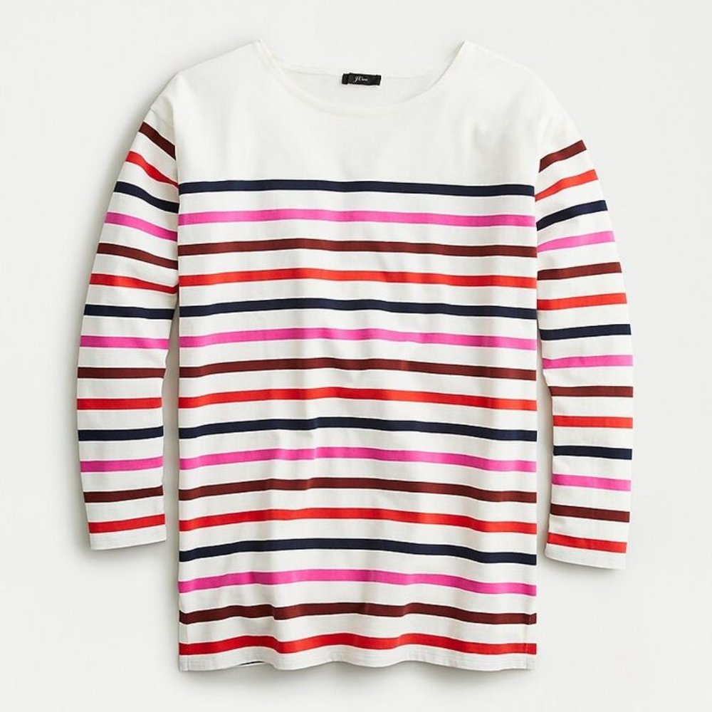 J.‎ Crew Striped Boatneck Tunic Top Long Sleeve Cotton Women's Size S NWT